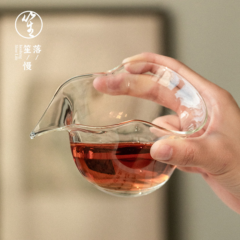 Falling Sheng Thickened Glass Justice Cup Upscale Transparent Sub-Tea Instrumental Daily Style Without Scalding Tea Sea Single Kongfu Tea Furniture-Taobao