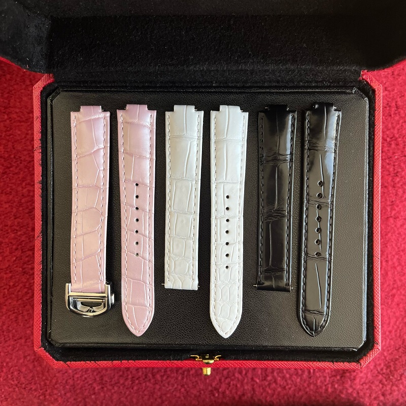Suitable for Cartier Blue Balloon Watch Strap Crocodile Leather New Watch Strap Quick Release Foldableing Buckle Original Men and Women Customized