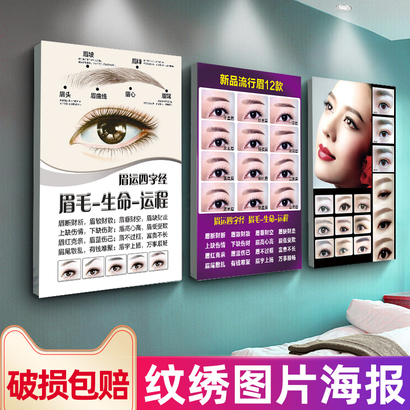 Beauty salon tattoo embroidery poster semi-permanent manicure and eyelashes advertising poster display board eyebrow eye lip propaganda hanging painting