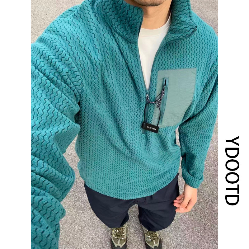 秋冬新宠💖 松叶绿波浪纹户外抓绒衣 -时尚抓绒衣-淘宝好物网