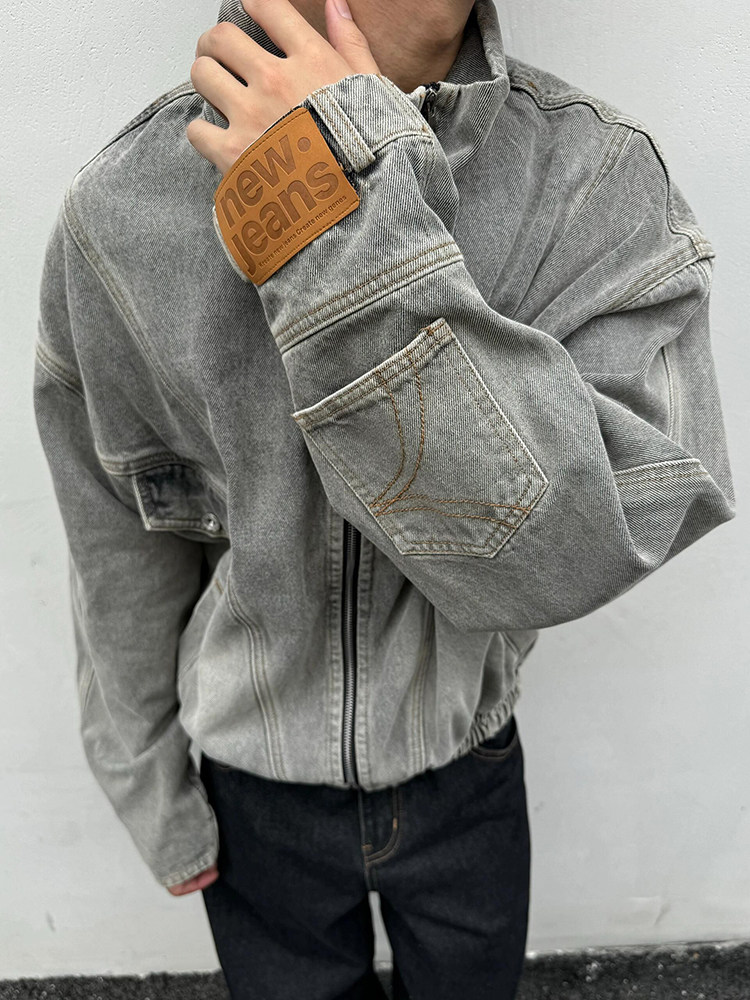 Джинсовая рубашка 美式重磅小众反穿主义牛仔外套hiphop潮牌痞帅炸街水洗做旧夹克男