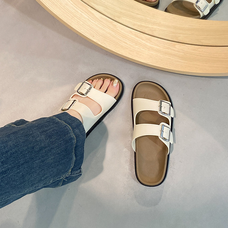 Тапочки Birken; осенне-летние сандалии на толстой подошве; женская верхняя одежда; новинка 2026 года; модные римские сандалии на плоской подошве в стиле ретро