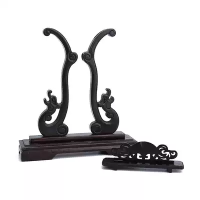 Fine fan door ebony folding fan frame Chicken wing wood group fan frame Retro folding fan round palace fan bracket base fan bracket shelf