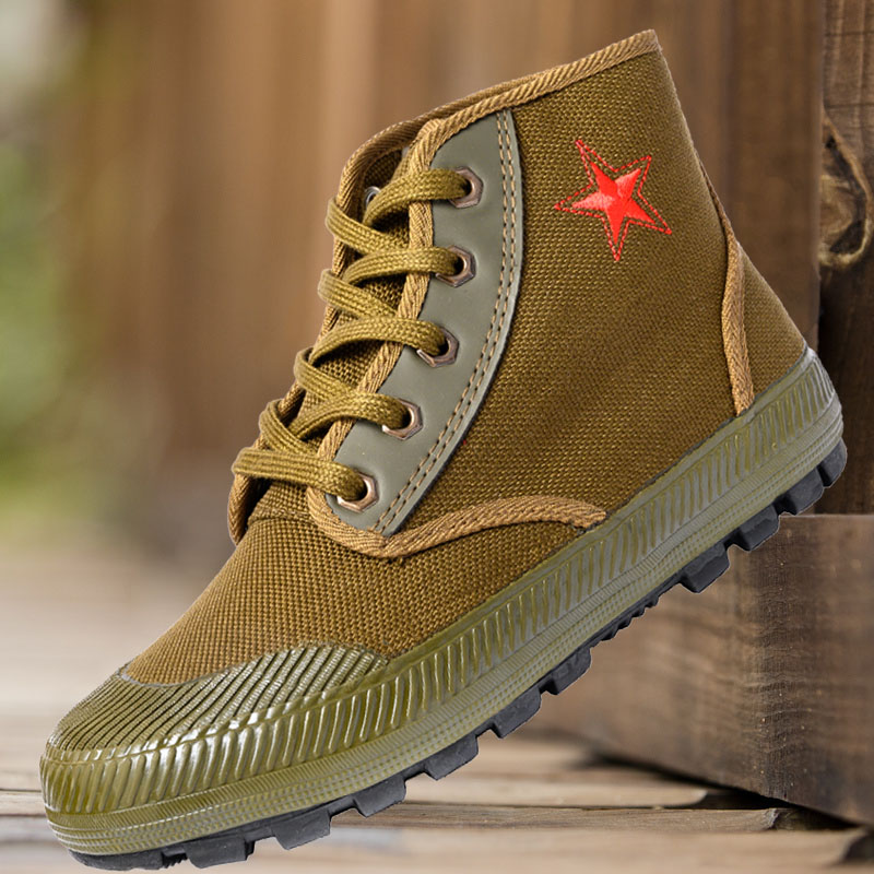 3531 Khaki waterproof and non-slip outdoor construction site wear-resistant men's and women's liberation shoes high-barrel shoes labor insurance yellow glue