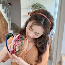 Korean net red hair hoop female forest department out of solid color girl heart head hoop hair accessories face wash non-slip pressure hair headdress hair card