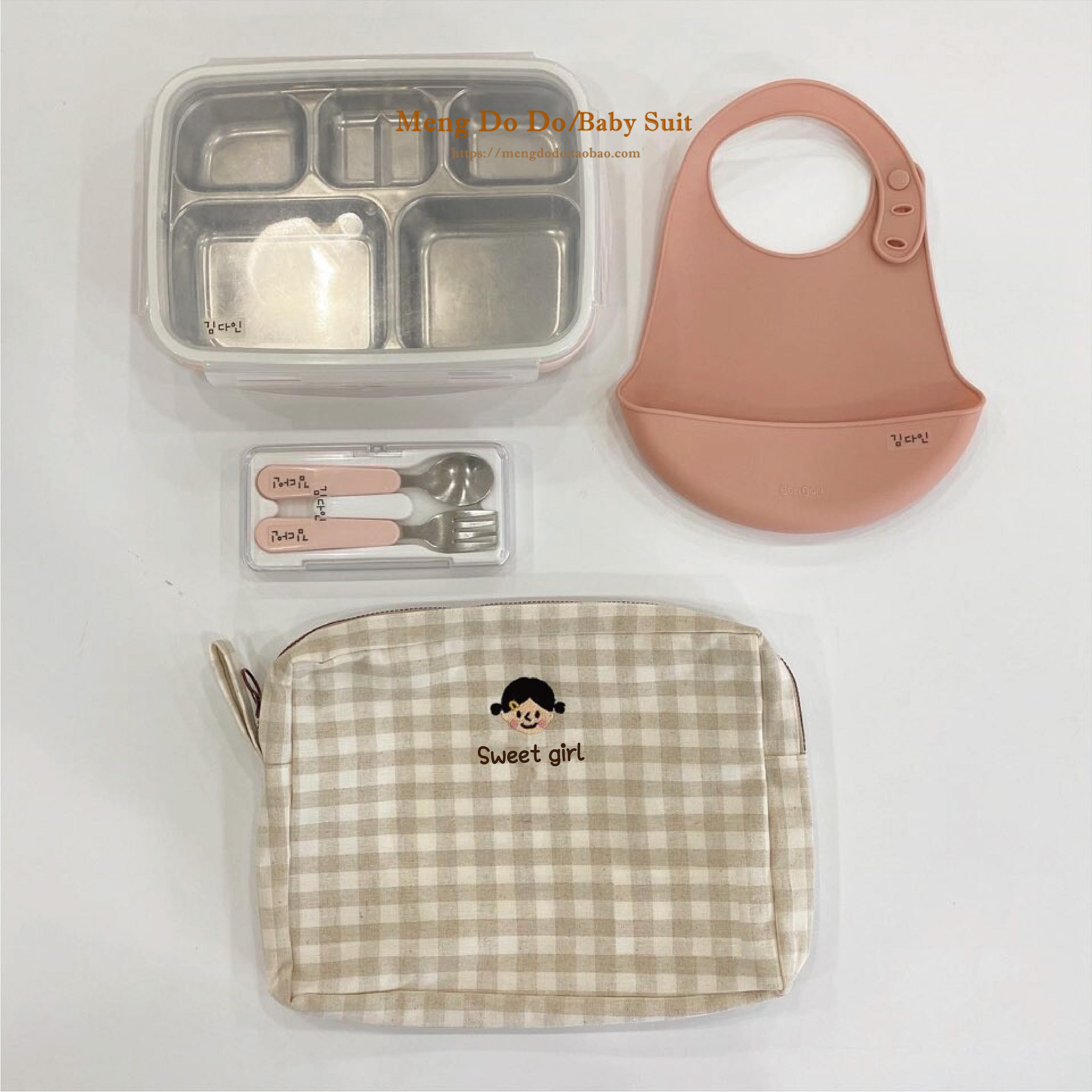 Mengdodo Korean style ins bento bag lunch box bag handbag students with rice bag lunch bag mommy storage bag