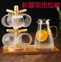 Xinjiang Spot Domestic Cold Water Jug High Temperature Resistant Hammer Grain High Boron Silicon Glass Cups Suit Large Capacity Nordic Wind