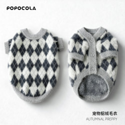 POPO Dogs Sweater Puppies Pet Cats Chanery Teddy Fall and winter Mink Cardigan Bears Small Size Dogs Clothes