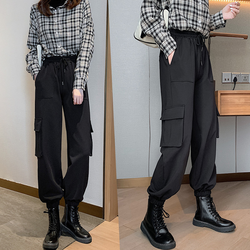 Black Cargo Pants for Women, New Spring and Autumn Style, Slimming, Plus Size, Casual Pants, American Style Jogger Pants, Harem Sweatpants Black Cargo Pants for Women, New Spring and Autumn Style, Slimming, Plus Size, Casual Pants, American Style Jogger Pants, Harem Sweatpants