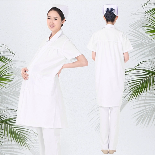 Униформа медсестры, униформа врача для беременных, белый халат для работы, короткий рукав, большой размер