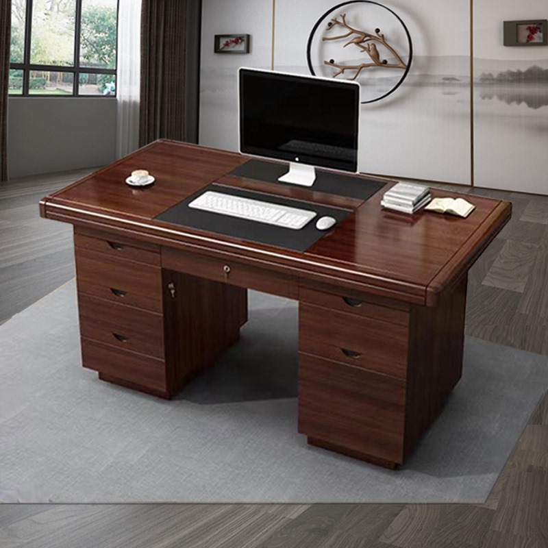 Modern Minimalist Office Desk for One Person, Desktop Computer Desk for Office Staff, Economical Home Study Desk with Lock and Drawer