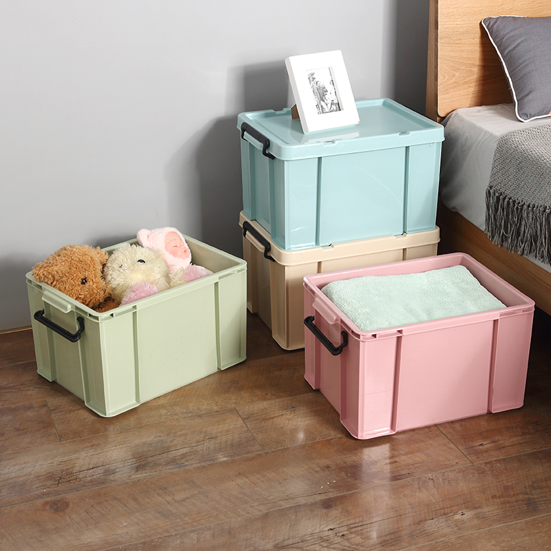 Extra-large thickened plastic storage box household finishing box clothing quilt storage box with lid near right-angle compression box
