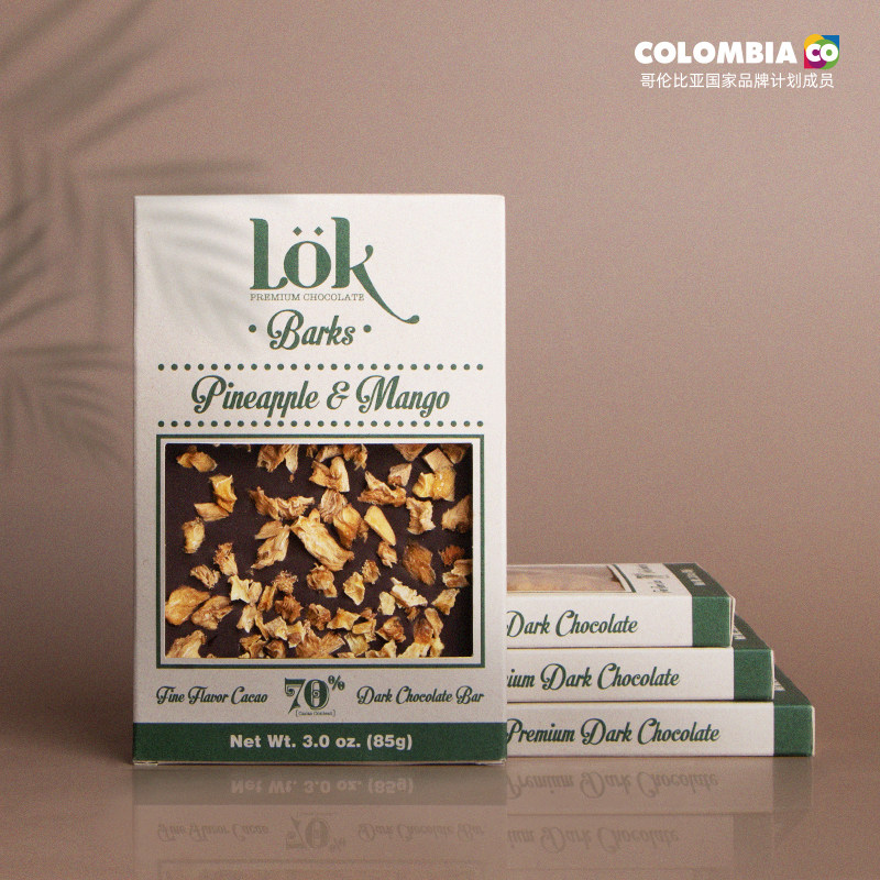 lok Locke Colombia imports pineapple mango dry dark chocolate pure cocoa fat fitness dinner packed 85g