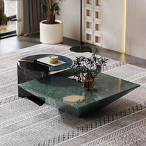 Minimalist natural marble square tea table Green stone exhibition hall Villa Living Room Upscale Design Furniture Custom Processing