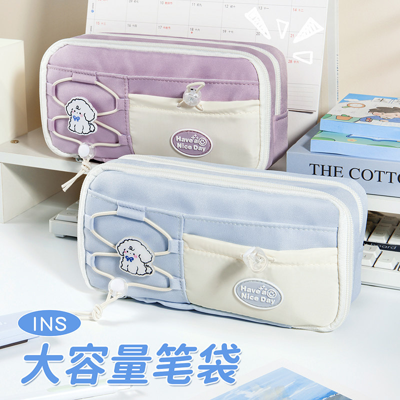 笔袋大容量女生2025新款高颜值ins风铅笔袋文具袋学生专用女孩款初中生高中生收纳袋小众不撞款抽绳可爱