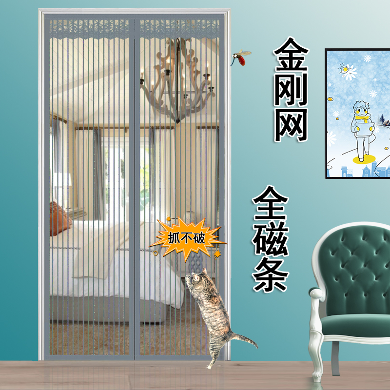 Mosquito-Proof Door Curtain 2026 New Model Mesh Curtain for Home Use with Dense Magic Tape, Mesh Door, Diamond Mesh Curtain, Screen Partition Curtain