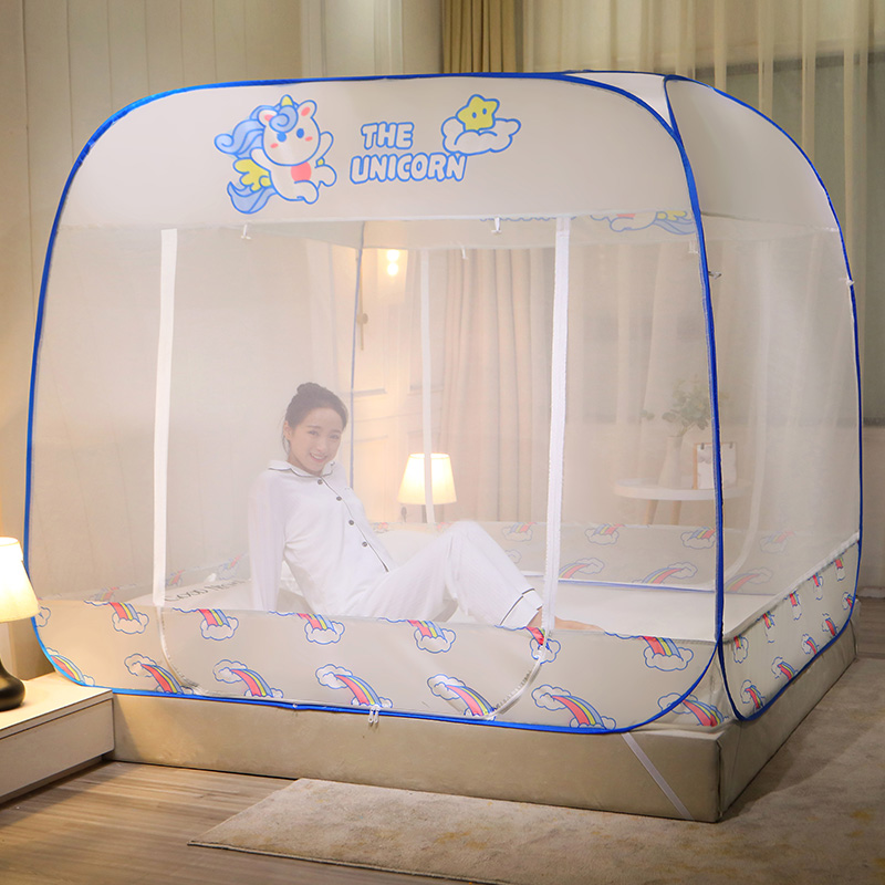 Yurt mosquito net 1 5m installation-free household double 1 8 m foldable children fall-proof 1 2 single bed zipper
