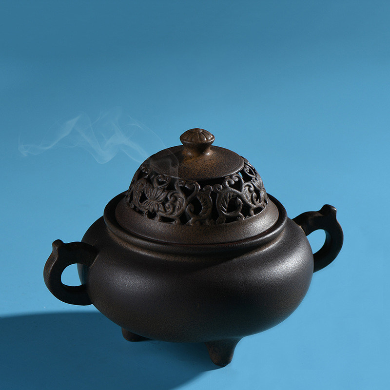 Antique handmade large number disc incense stove Ceramics Zen space incense Incense Stove Pendulum home Book House Retro Style Incense Stove-Taobao