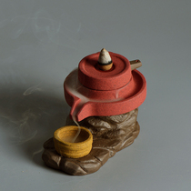 Fortune turns back incense burner Stone mill smoke incense burner Creative faience pottery incense burner Purple sand incense road ornaments Incense ornament