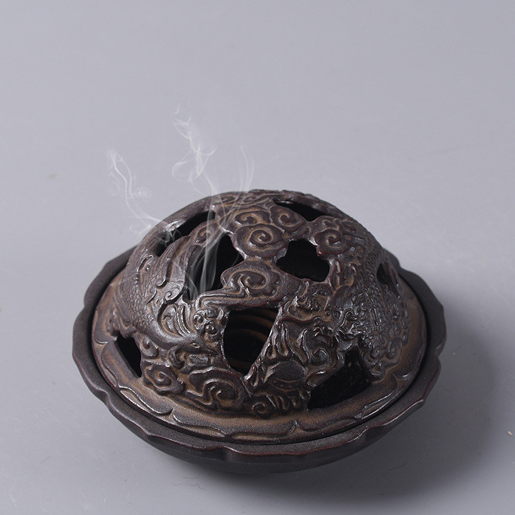 Dragon and phoenix in Xianghuan Incense Stove Imitation Ancient Ceramic Handmade Incense Stove Sandalwood Stove Sandalwood Stove Incense-scented Zen Tea Dao Incense Stove Pendulum