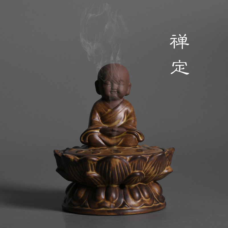 Little monk meditation ring incense burner Creative Space Decoration aromatherapy ceramic tourist souvenir gift ornaments decoration