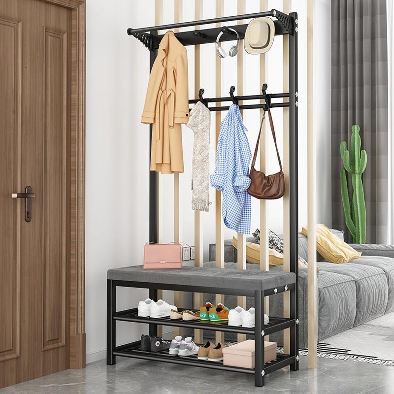 Shoe cabinet and clothes hanging integrated multi-functional shoe rack and clothes rack floor-to-ceiling door combination porch change shoe stool hanger to enter the door - Taobao