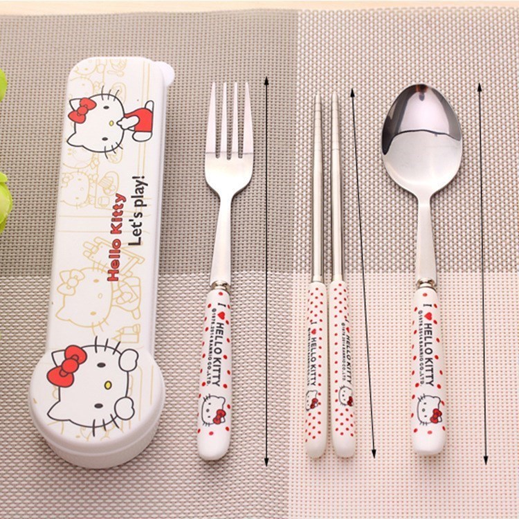 Children Cutlery Sets Spoon Chopsticks Fork Students Creative Cute Cartoon Ceramic Stainless Steel Baby Training Chopsticks