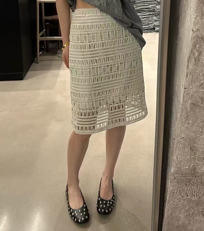 Authentic Special Clearance Sale Fashion Elastic Waist A-Line Lace Crochet Hollow-Out Skirt Short Skirt