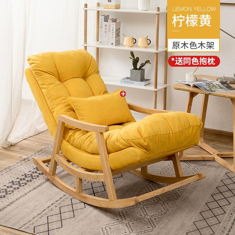 Bắc Âu Ghế Sofa Lười Gỗ Chắc Chắn Hình Hoa Đính Đá Nhà Người Lớn Đơn Ghế Giải Trí Ban Công Phòng Khách Tựa Lưng Giải Trí Phòng Chờ 