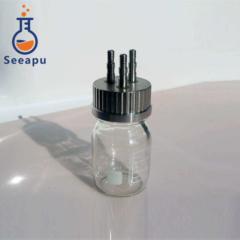 不锈钢补料瓶盖 塑料一体式补料瓶盖生物补料瓶盖 耐高温双通