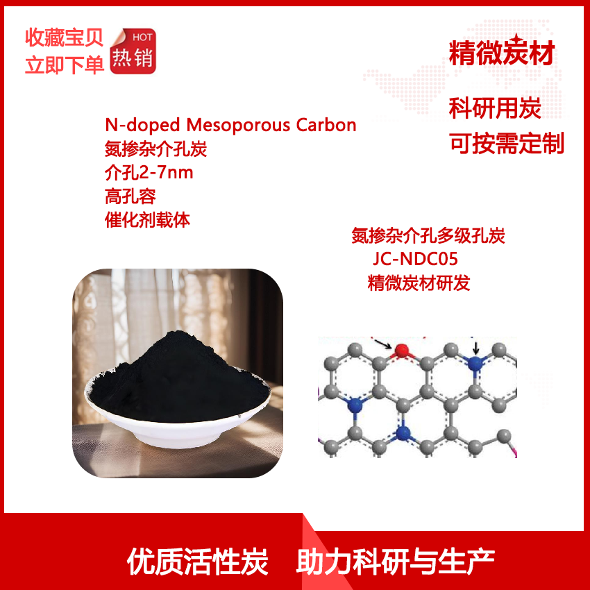 氮掺杂介孔多级孔炭NDC05介孔2-7nm高孔容 大孔 贵金属催化剂负载