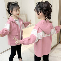 2020 new childrens clothing spring and autumn girls fashionable mosaic jacket in big children thin foreign style casual Korean jacket