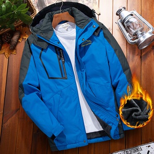 男士加绒冲锋衣外套户外休闲夹克登山钓鱼服