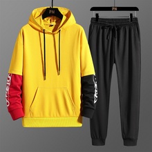 男士春季连帽卫衣长裤套装外套运动服两件套