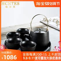 HCNTES ceramic tea set office home a pot of four cups kung fu tea group portable tea tea travel Cup