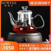 HCNTES cooking teapot thickened heat-resistant glass pot boiling water filter inner bubble teapot health pot household steaming teapot