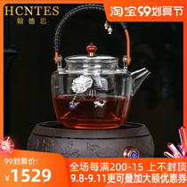 HCNTES glass cooking teapot electric pottery stove household silver-inlaid high temperature resistant kettle heating thickened tea set set