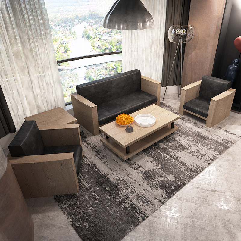 Office sofas minimalist tea table Composition Suite Business Fair room Reception Office sofas trio Place