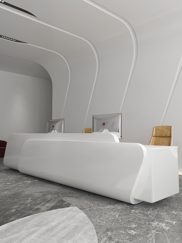 Company Reception Desk Creative Baking Finish Silver Counter Brief Modern Bar Desk Beauty Salon Consultation Desk