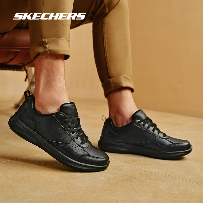 Skechers Official Website Genuine Men's Soft-Soled Commuter Shoes, Comfortable Business Work Casual Shoes, Leather Shoes