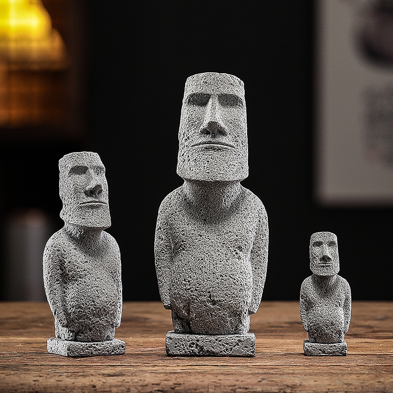 「イースター島のモアイ像のように、誰もが毅然と立ち向かう決意を持っている」水槽の造園装飾