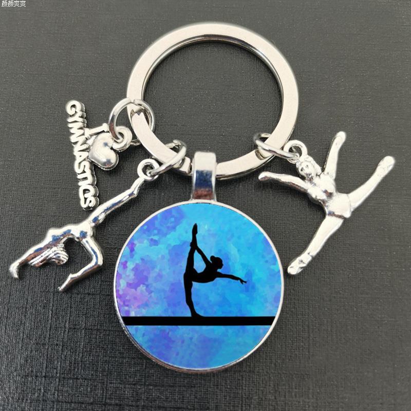 Hot-Selling Amazon Gymnastics Glass Pendant Charm Keychain Dance Enthusiast Keychain