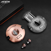JIFENG cigar scissors sharp stainless steel V-shaped scissors hidden hole punch large and small hole cigar drill