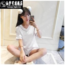 Pajamas womens summer short sleeve two-piece Ice Silk sweet Korean fresh spring and autumn sexy home clothes summer Silk