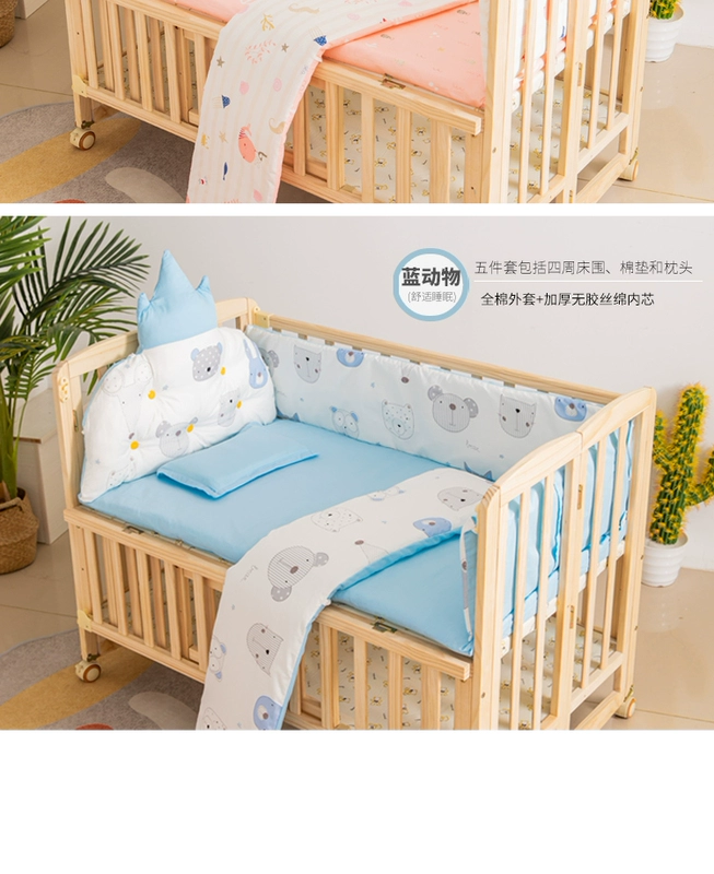 Cũi Gỗ Chắc Chắn Có Thể Gập Lại BB Nôi Giường Đa Năng Nối Giường Lớn Bé Sơ Sinh Giường Có Thể Tháo Rời Và Di Động