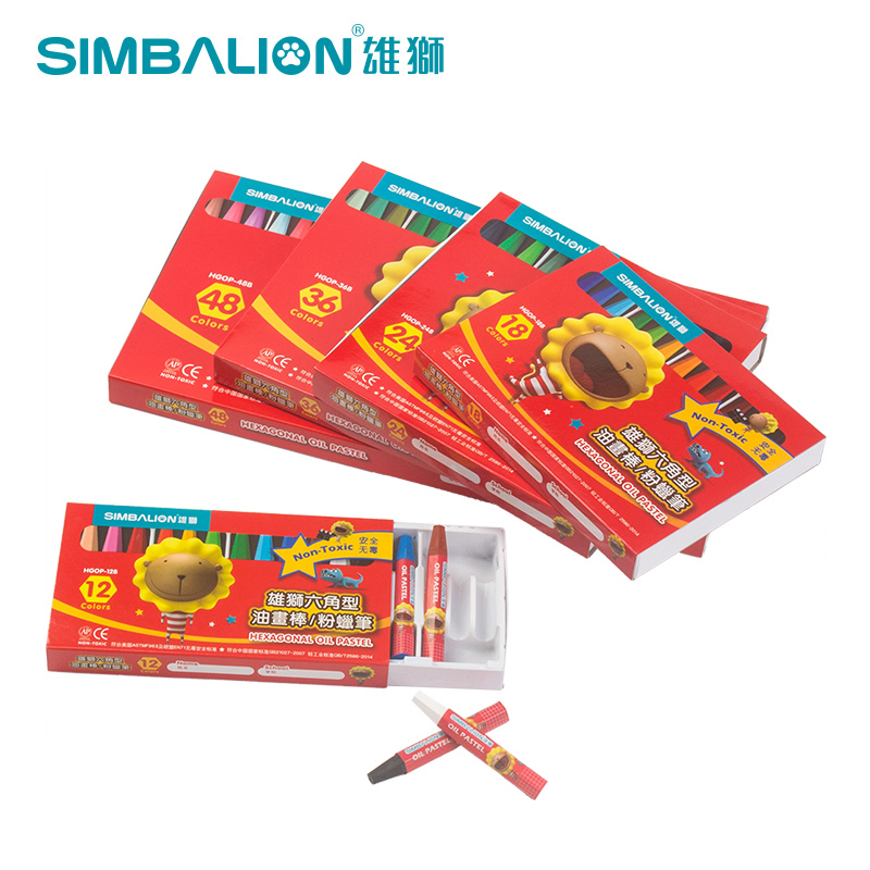 Taiwan male lion 48-color children's oil painting stick 36-color hexagonal art powder crayon 24-color graffiti soft crayon painting