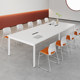 작은 회의 테이블 흰색 단순하고 현대적인 협상 긴 테이블 강철 프레임 간단한 직사각형 회의실 테이블과 의자 조합