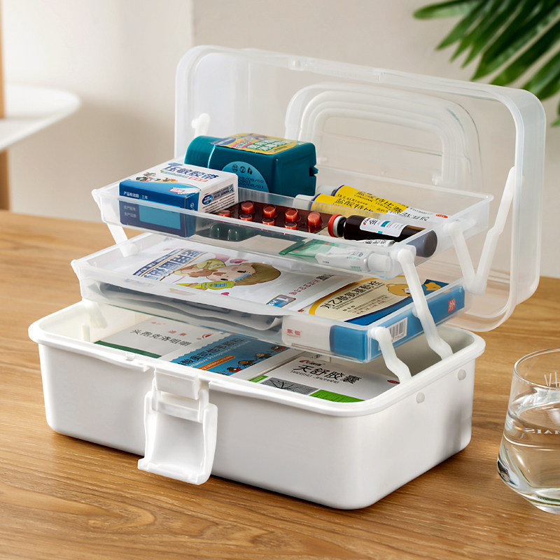 Medicine box family portable small multi-layer children's medicine box household large-capacity escape bag medicine storage box