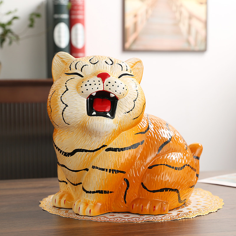 2021 new tiger large-capacity ceramic piggy bank children's large can only enter and cannot save money and save money
