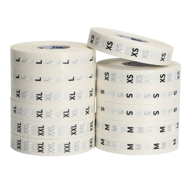 Transparent Size Label Stickers XS m S L XL XXL Pants Clothing Size Non-Adhesive Children's Clothing Size Stickers Clothing Long Strip Foreign Trade Special Size Stickers in Stock Universal English Letters
